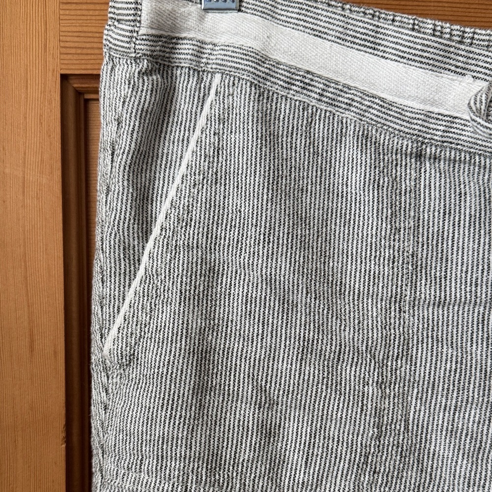 Light Gray Linen-Blend Drawstring Pants - Picture 3 of 7
